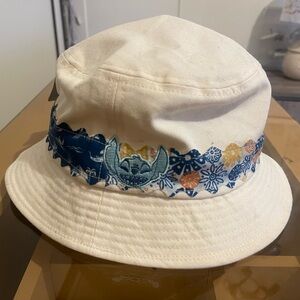 Disney Lilo & Stitch Cream Bucket Hat with Blue Patterned Band